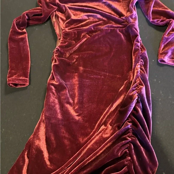 Lulus Elegant Velvet Long Sleeve Dress in Rich Mauve Purple Sz XS - Picture 14 of 16